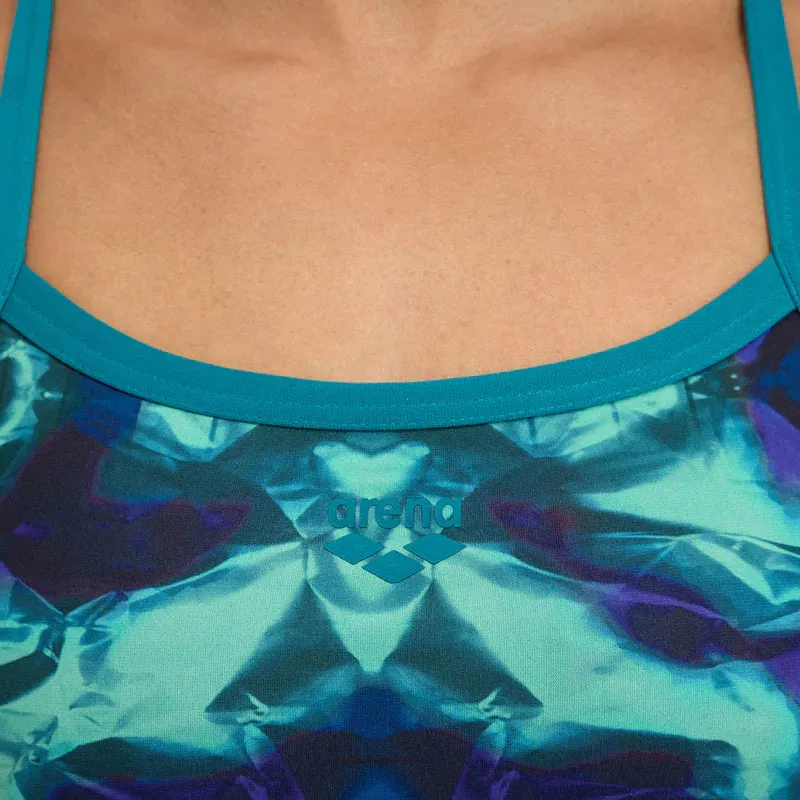 Arena Women's Hero Camo Challenge Back One Piece Green Lake/Multi-5